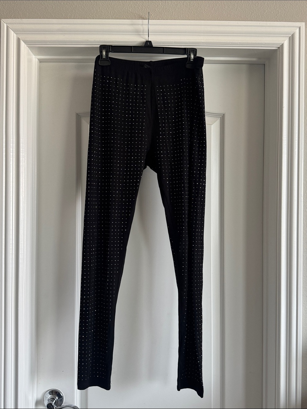 Vocal Black Leggings with Studded Dot Pattern